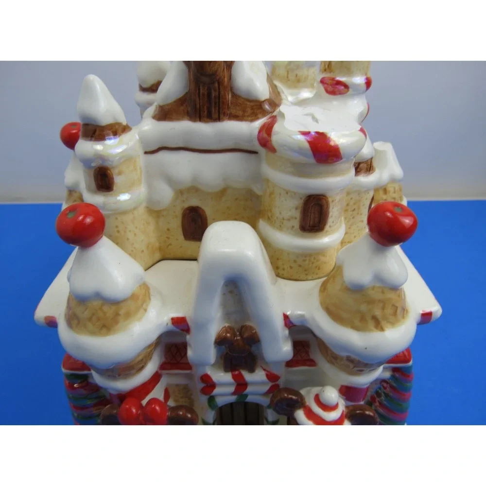 Disney Mickey and Minnie Christmas Gingerbread Castle Ceramic Cookie Jar